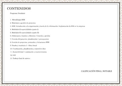 Diploma Master BIM aplicado a la Ingeniería Civil, Contenidos