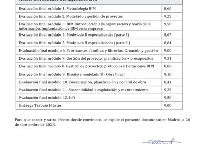 Certificado Structuralia Master BIM aplicado a la Ingeniería Civil, Notas