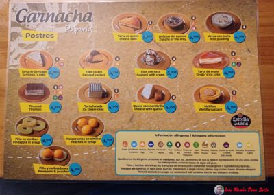 Carta Postres Restaurante a Garnacha